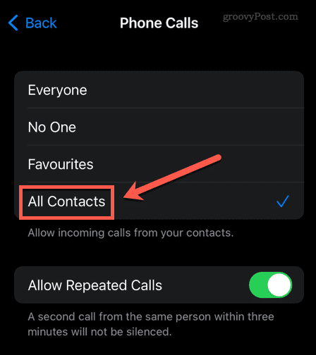 tillåt alla kontakter iphone