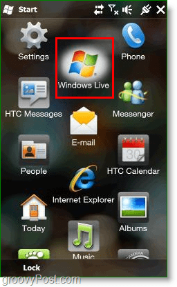 där windows live visas på ditt Windows mobila skrivbord