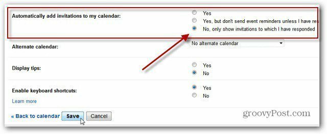 Inaktivera kalenderhändelser på Google+ Bjud in meddelanden