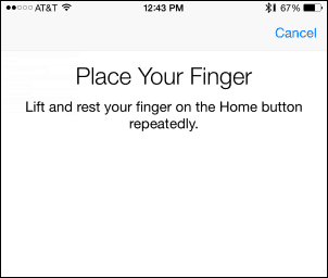 Placera din finger - Lägg fingeravtryck till Touch ID