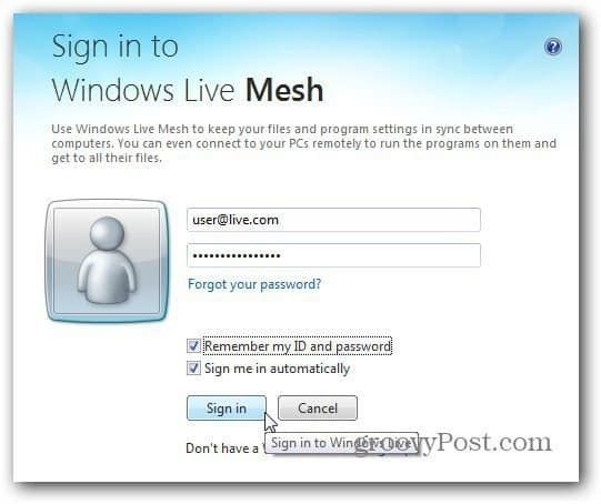 logga in Windows Live