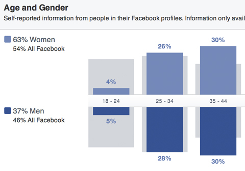 Facebook publik insikter kön och åldersfördelning