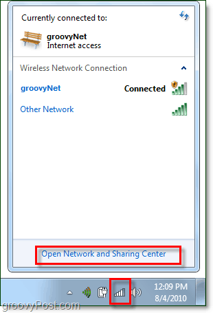 hantera nätverk från Windows 7-systemfältet