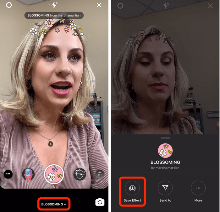 spara Instagram Stories-effekter