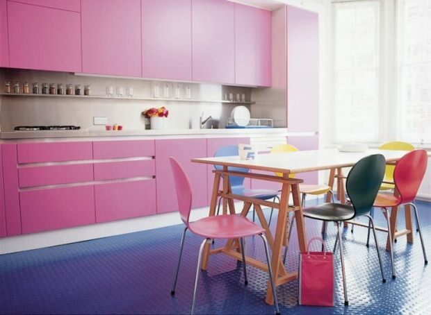 rosa blå kök dekoration