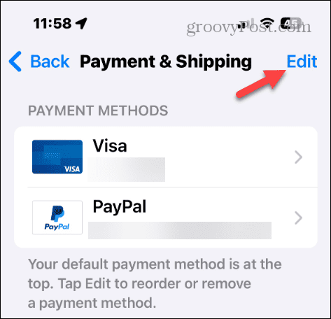 Ändra betalningsmetod för ditt Apple-konto