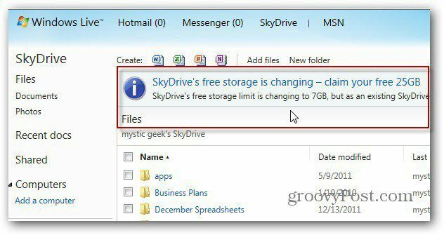 Få din 25 GB SkyDrive