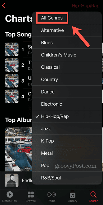 apple music listar alla genrer