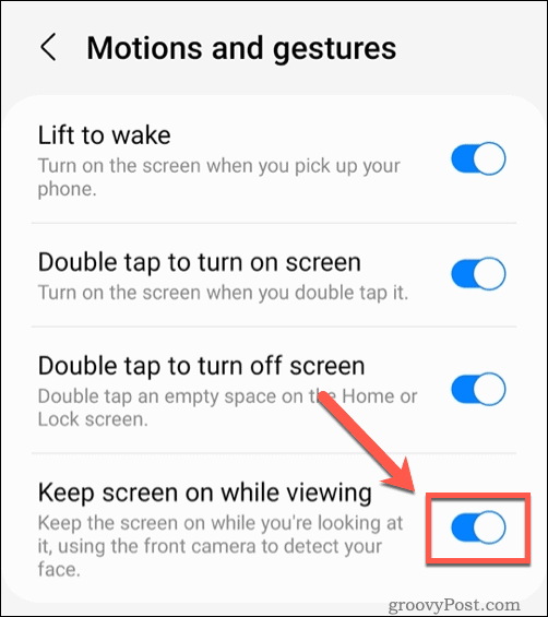 Aktiverar funktionen Behåll skärmen på medan du tittar på Samsung-telefoner
