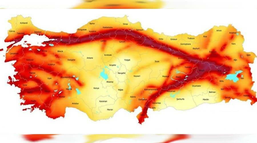Turkiets jordbävningskarta