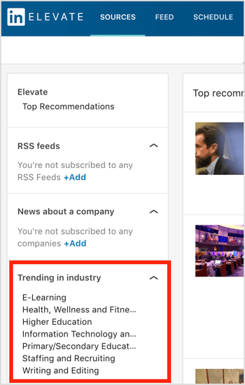 LinkedIn Elevate Trending in Industry-listan