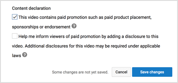 YouTube-innehållsdeklaration