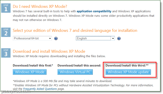 Kör Windows 7 XP-läge utan hårdvaruvirtualisering