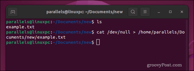 Töm en fil i Linux med kommandot cat