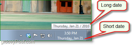 Windows 7 skärmdump - långt datum vs. kort datum