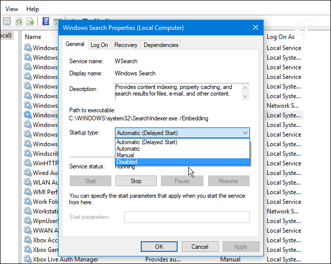 2 Inaktivera Windows Search Service Windows 10