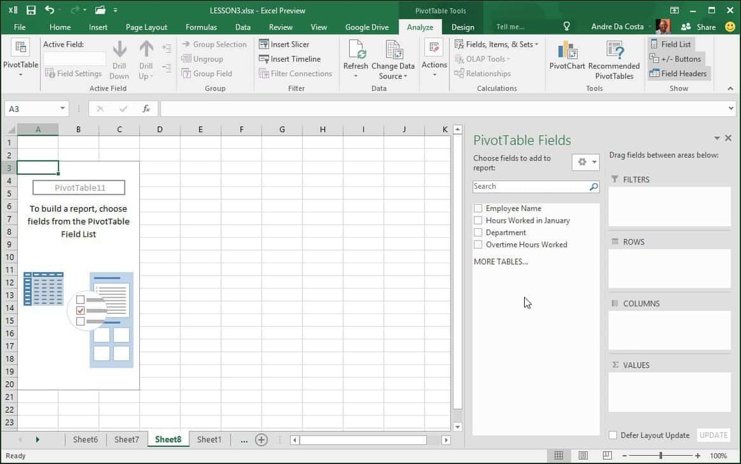 Hur man skapar en pivottabell i Microsft Excel