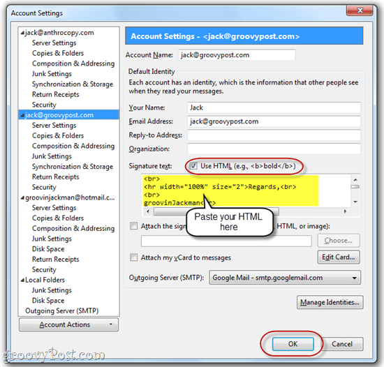 Skapa HTML-signatur i Thunderbird