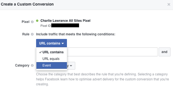 Skapa händelsebaserade anpassade konverteringar i din Facebook Ads Manager.