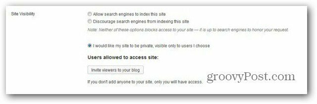 wordpress com gör bloggen privat inbjudna användare