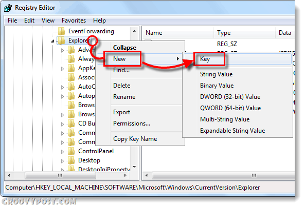 ny nyckel i Windows 7-registret