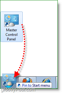 Windows 7 skärmdump-drag master kontrollpanel för att starta menyn