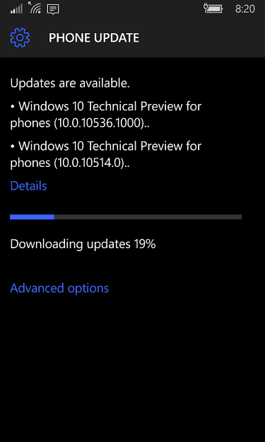 Telefonuppdateringar för Windows 10