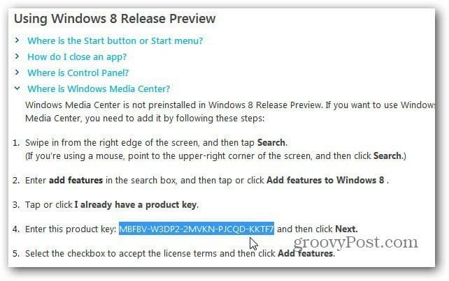 Installera Windows Media Center i Windows 8 förhandsgranskning