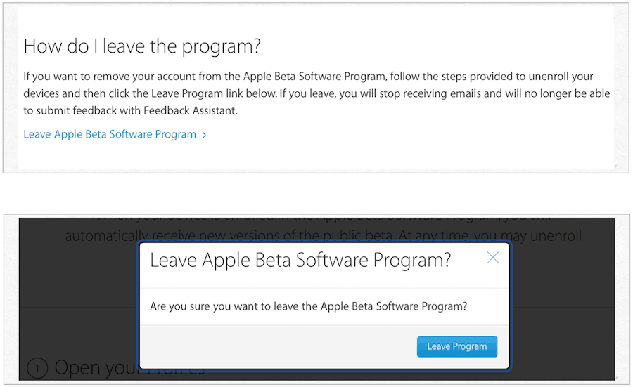 lämna apple beta-programmet
