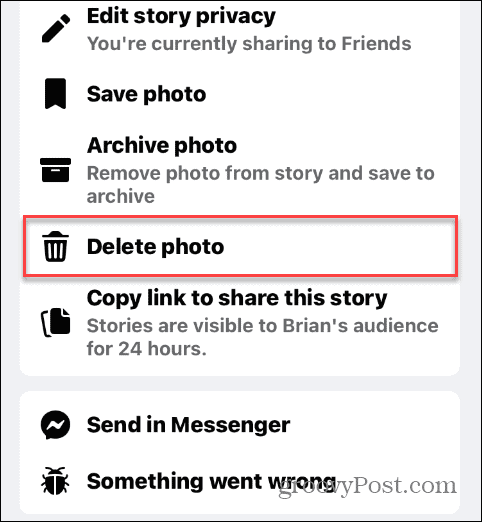 Ta bort berättelser från Facebook