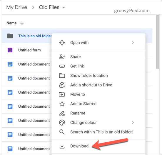 Ladda ner en mapp i Google Drive