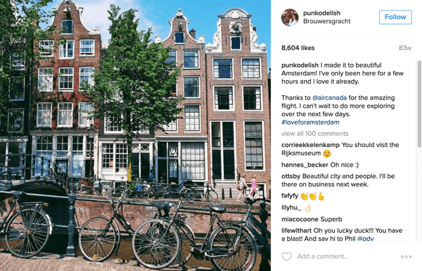 Air Canada samarbetade med Instagram-influenser för att marknadsföra nya rutter till Amsterdam, Mexico City och Dubai.