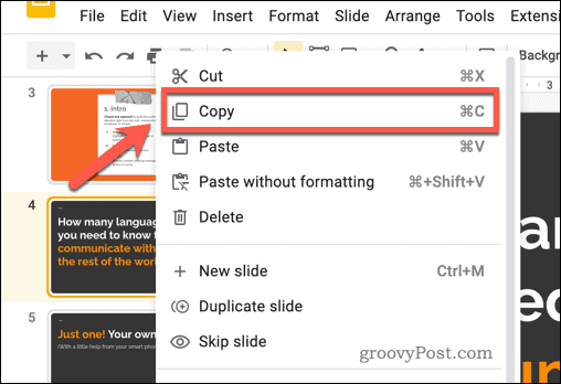 Kopiera en Google Slides-bild