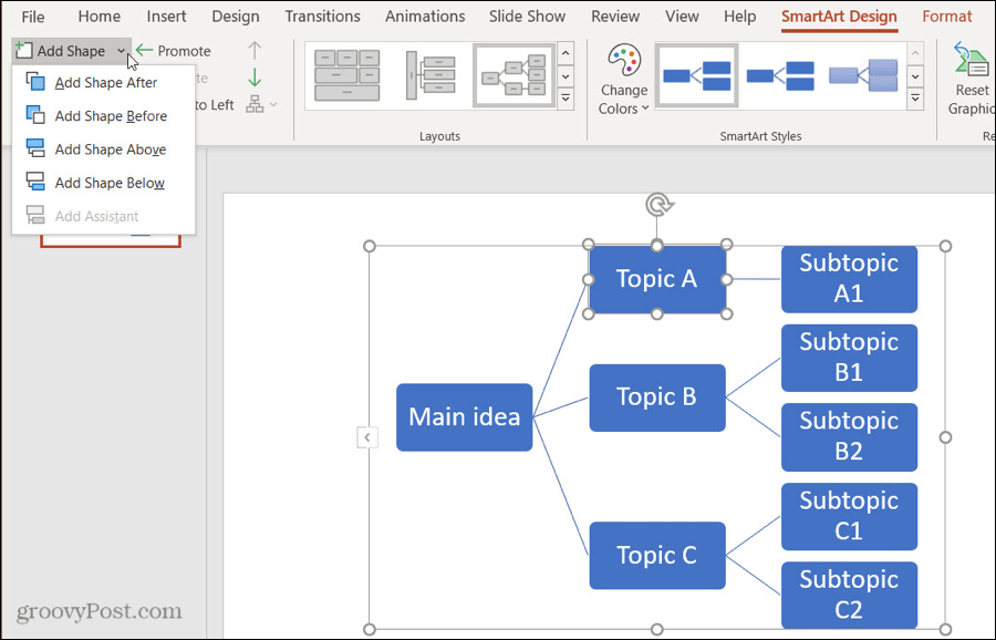 Lägg till en form på Mind Map