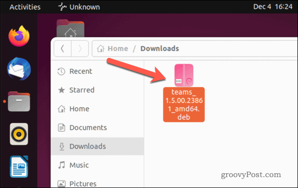 Öppna installationsfilen för Microsoft Teams på Ubuntu