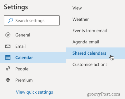 Alternativ för delade kalendrar i Outlook