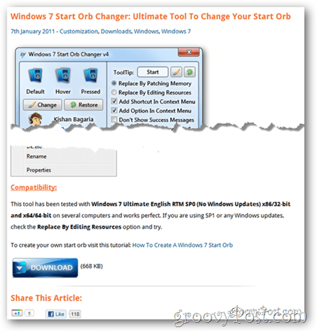 Hur man ändrar startmenyn Orb i Windows 7