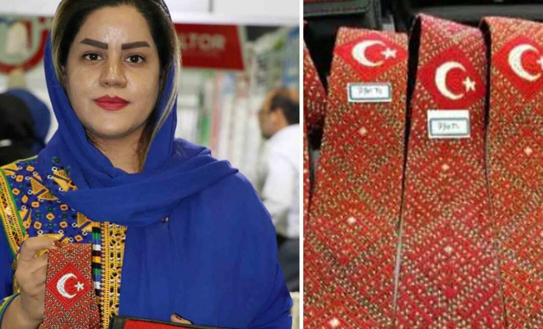 Turkisk kärlek från iransk kvinna! Han visade sin kärlek till halvmånen och stjärnan med slipsen och plånboken han broderade