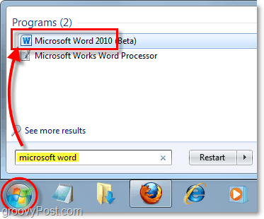 lansera Microsoft Word 2010 i Windows 7