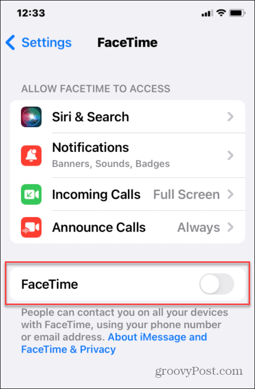 stäng av facetime iphone