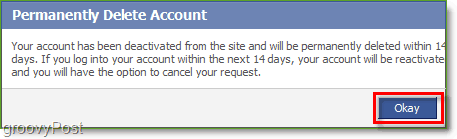 Du måste vänta 14 dagar efter att du har bekräftat raderingen av ditt Facebook-konto