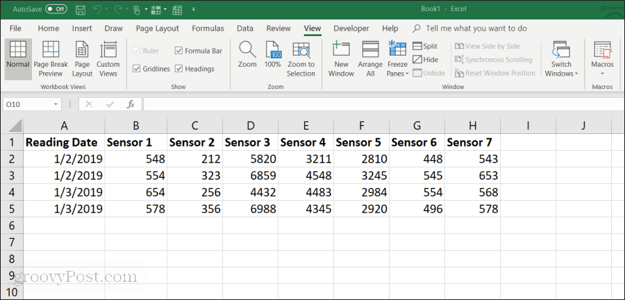 exempel på Excel-kalkylblad