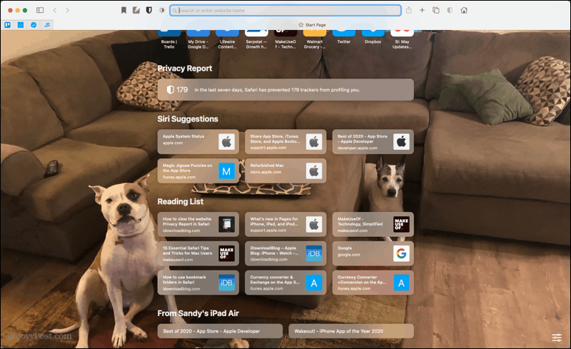 Safari Startsida på Mac