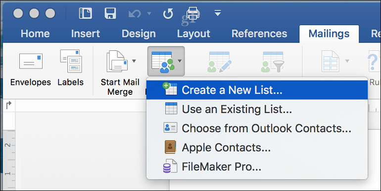 Microsoft Word för Mac mail-sammanslagning