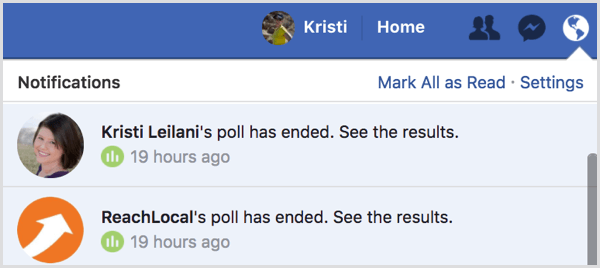 Meddelande om resultat från Facebook gif-omröstning