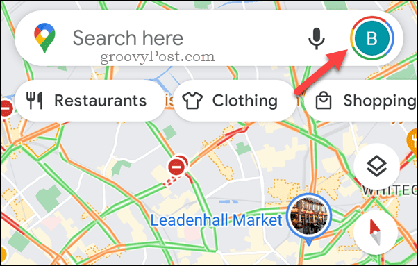 Tryck på Google Maps profilikon