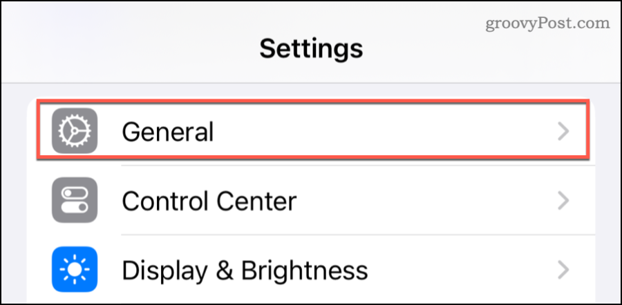 Inställningar - Allmänt för att inaktivera NameDrop på iPhone