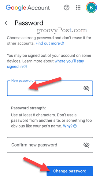 Ändra lösenordet för Google-kontot på en iPhone