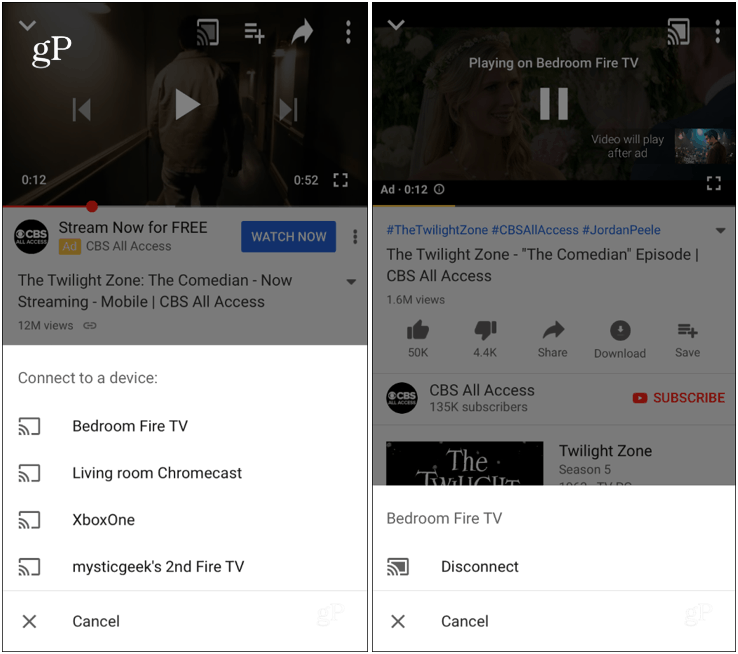Kasta YouTube iPhone till Fire TV