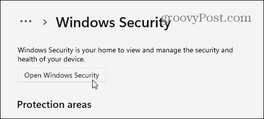 Öppna Windows Security